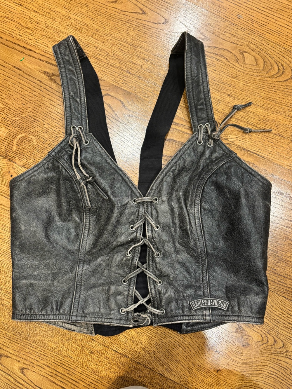 Vintage Harley Davidson 100% Genuine Leather Distressed lace Up  Size 10 Grey